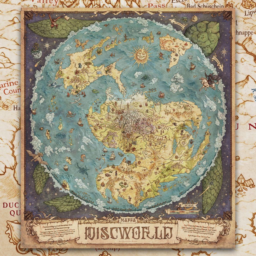 1 Of 12   Terry Pratchett Mappa Discworld Map Great Atuin Colour Illustration Sepiaback 1024x1024 